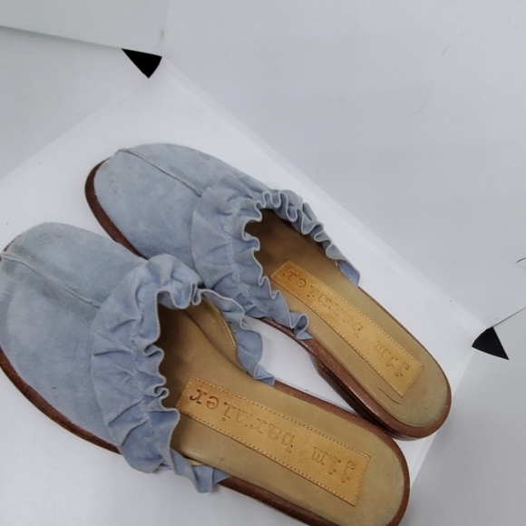 Jim Barnier ruffule blue suede sandals slides 8 - Picture 3 of 5